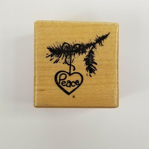 Vintage Rubber Stamps Lot Christmas Tree Bells Teddy Bear Peace Heart Holiday - Picture 6 of 12